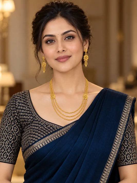Gold Plated Wedding Layered Long Necklace