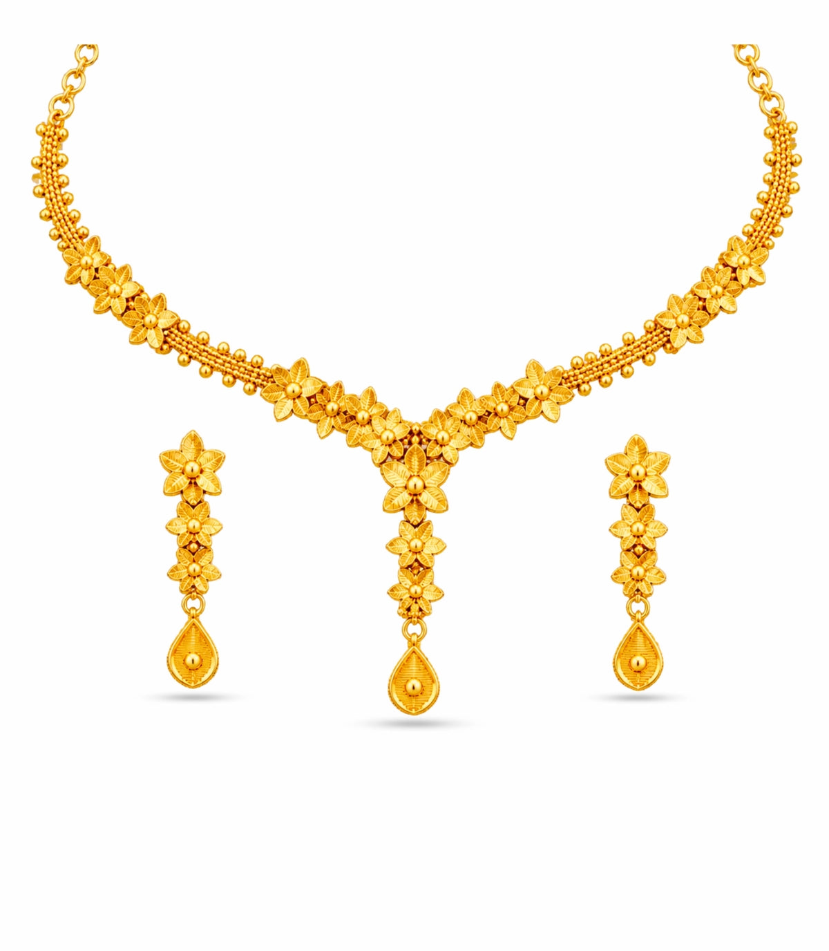 Gold Plated Floral Harmony Necklace Set