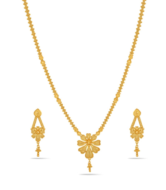 Gold Plated Floral Delight Long Necklace