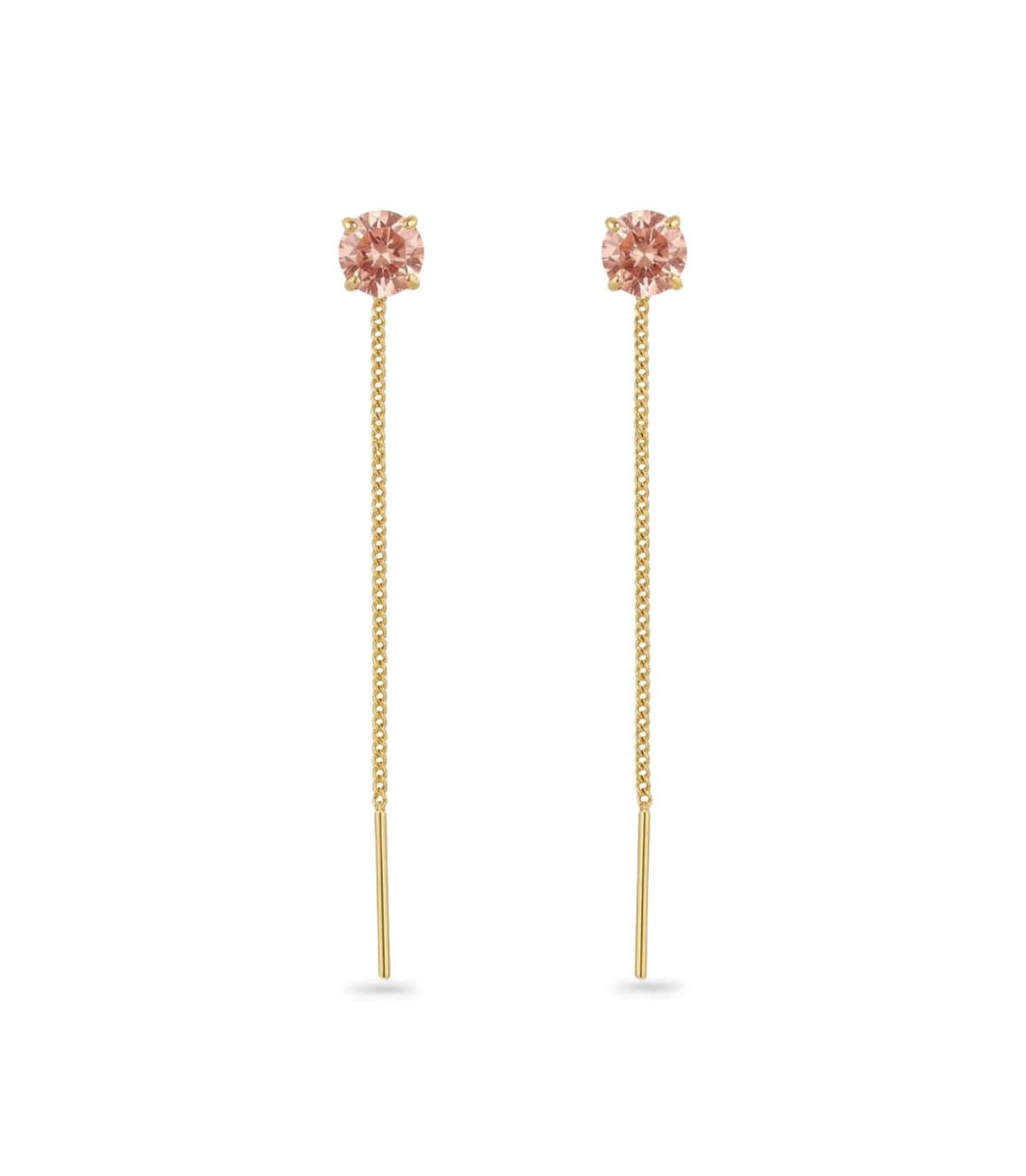 Gold Plated Pink AD Sui Dhaga Earrings