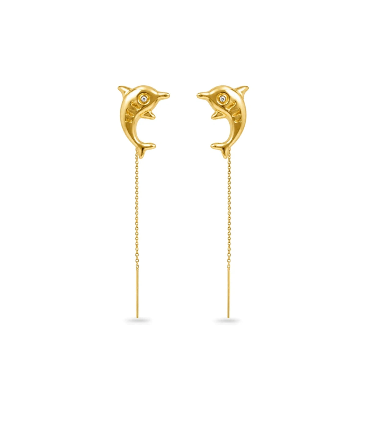 Gold Plated Dolphin Design Sui Dhaga Earrings