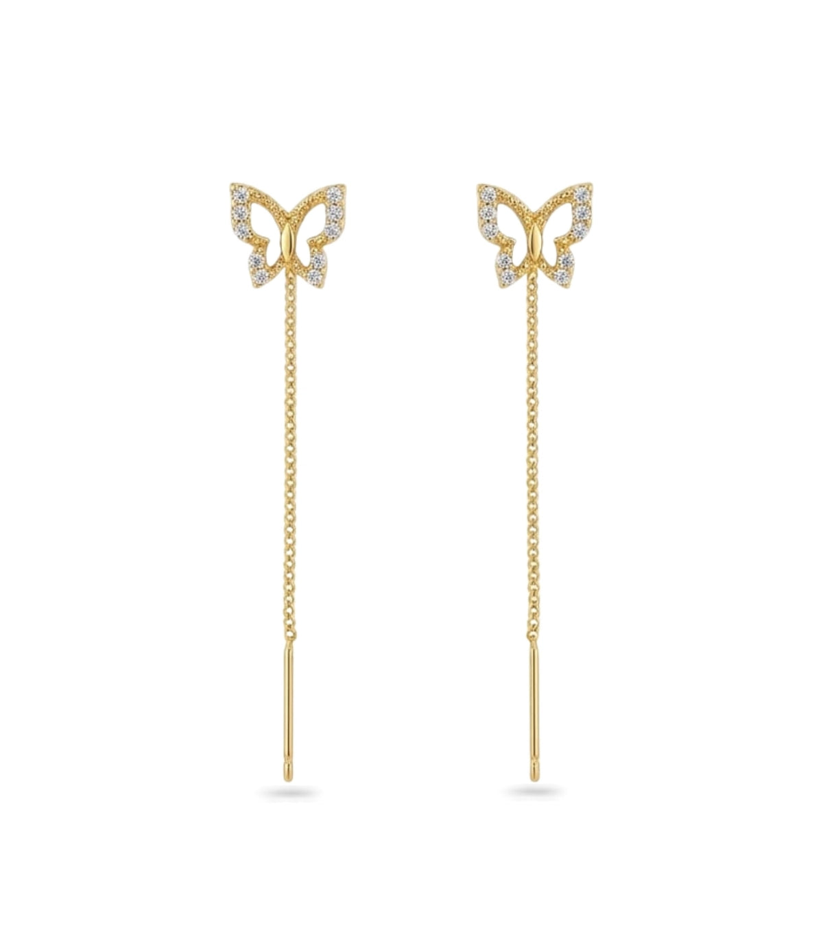 Gold Plated Butterfly Sui Dhaga Earrings