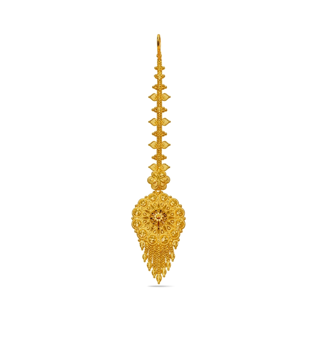 Gold Plated Embossed Floral Mandala Maang Tika