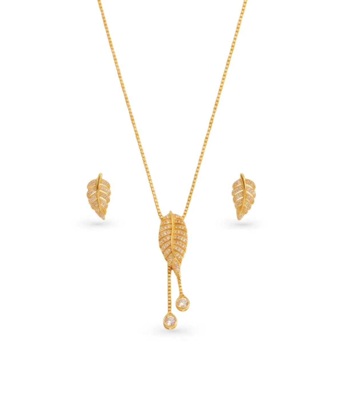 Gold Plated Petal Motif Lariat Necklace