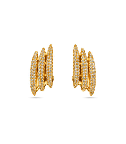 Gold Plated Three Row Hoop Earrings