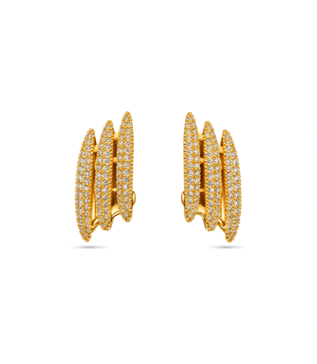 Gold Plated Three Row Hoop Earrings