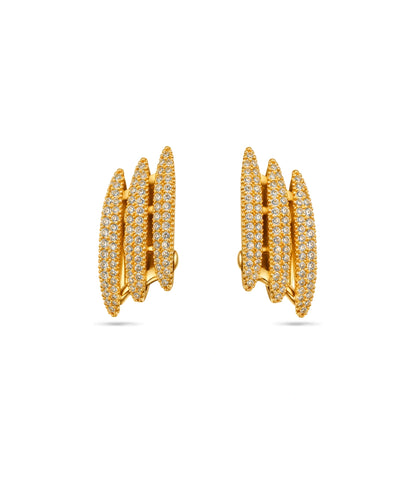 Gold Plated Three Row Hoop Earrings