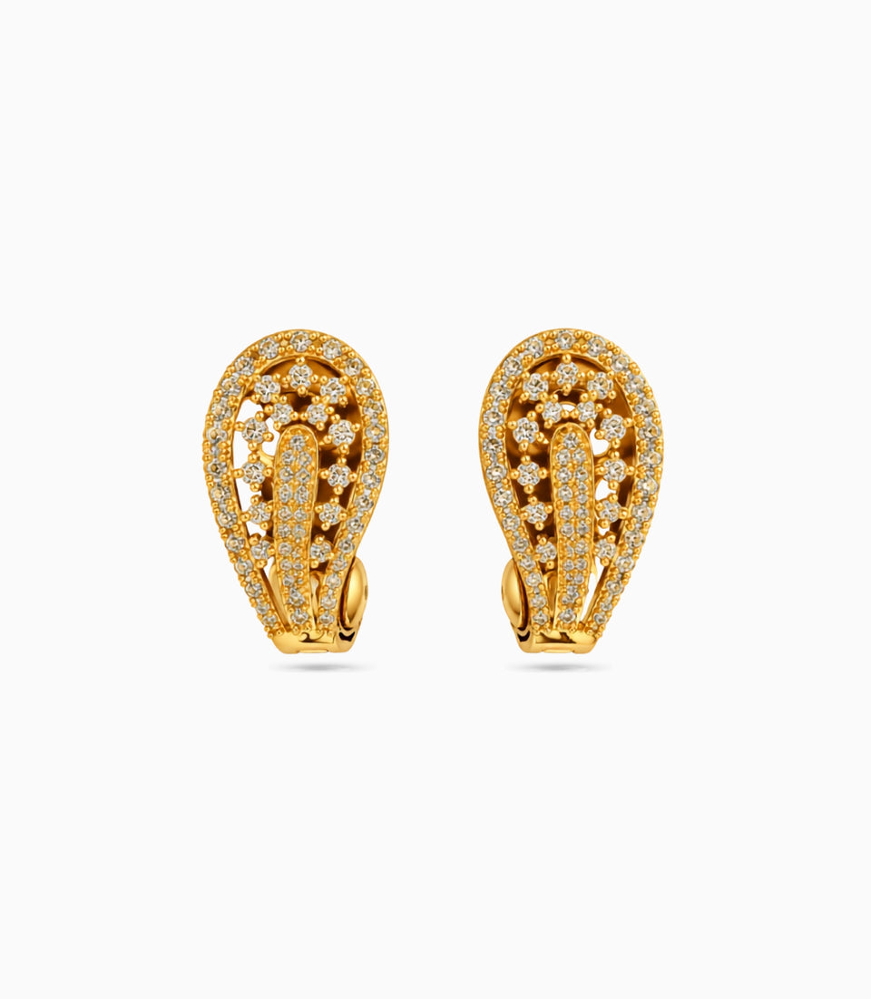Gold Plated Teardrop Paisley Hoop Earrings