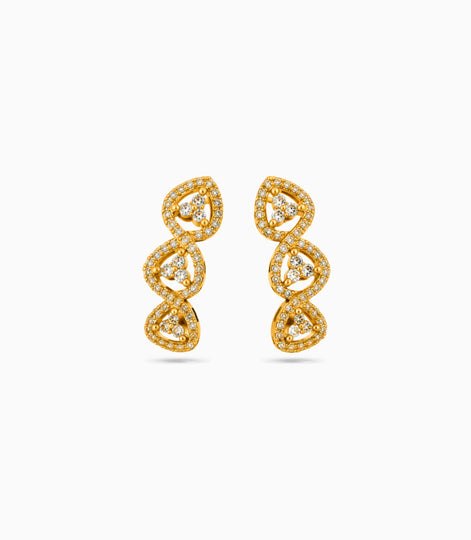 Gold Plated Wave-Inspired Motif Hoop Earrings