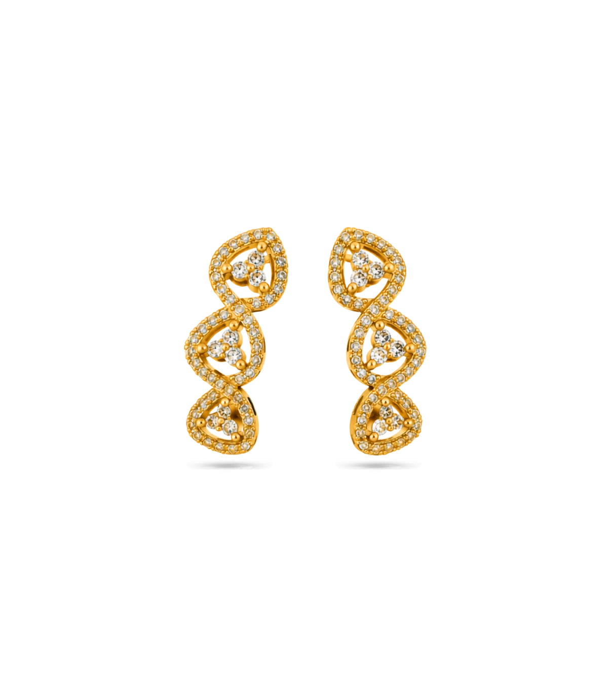 Gold Plated Wave-Inspired Motif Hoop Earrings