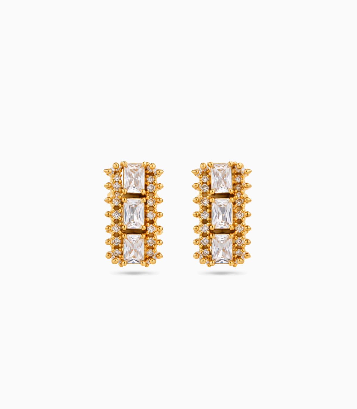 Gold Plated Cushion AD Hoop Earrings