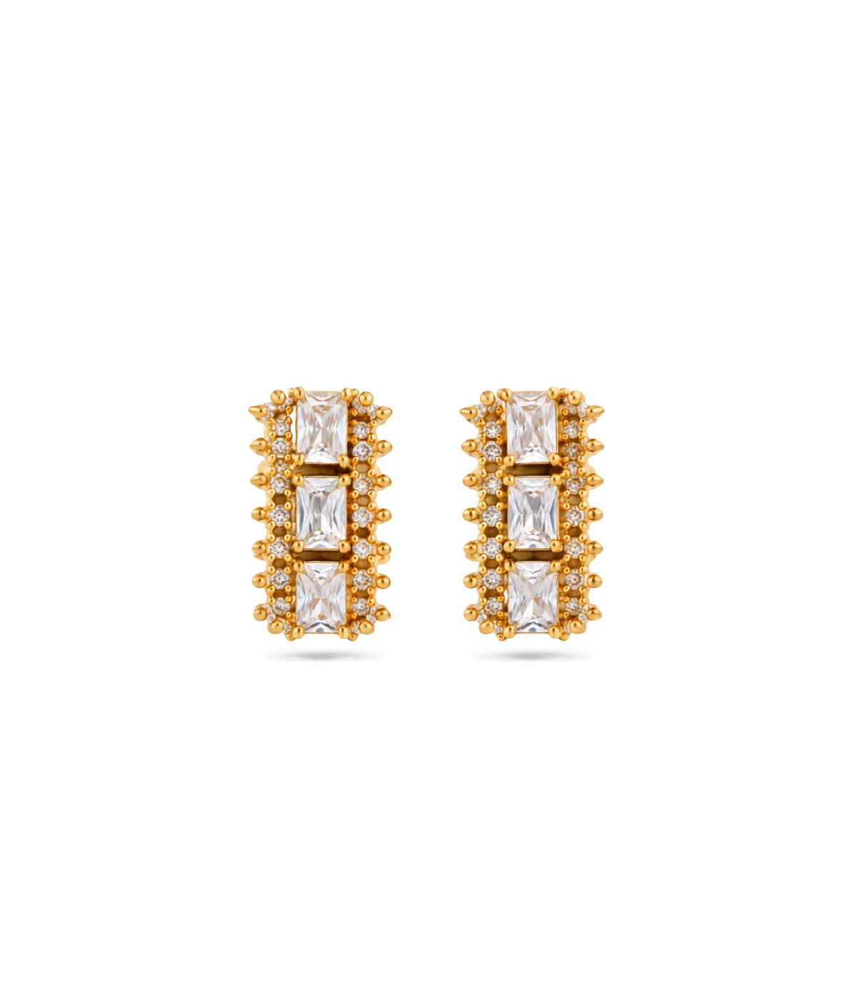 Gold Plated Cushion AD Hoop Earrings
