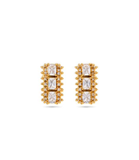 Gold Plated Cushion AD Hoop Earrings