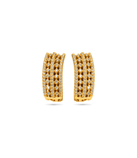 Gold Plated Multi-Row Lattice Design Hoop Earrings