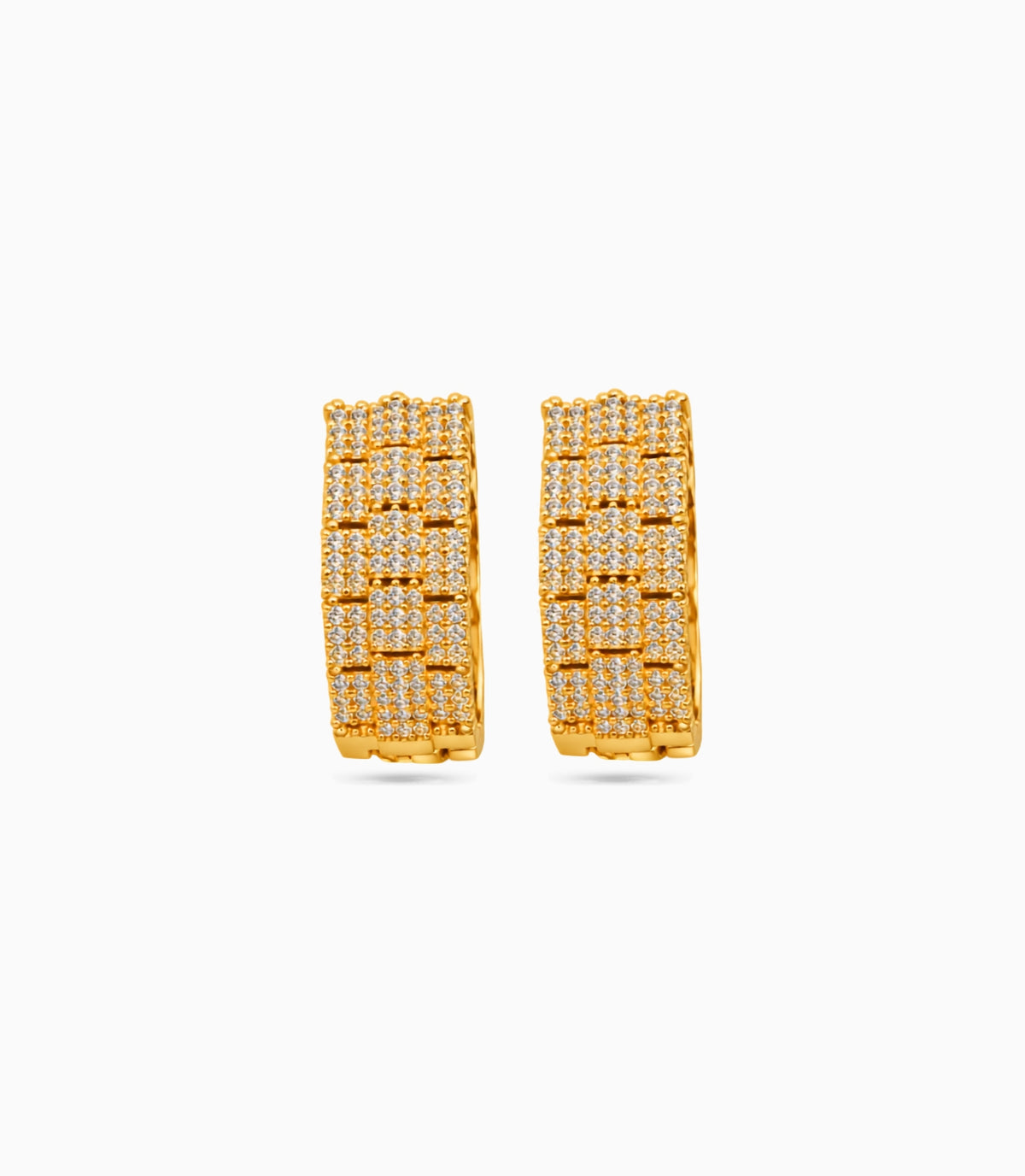 Gold Plated Watch-Strap pattern Hoop Earrings