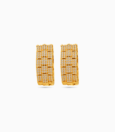 Gold Plated Watch-Strap pattern Hoop Earrings