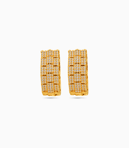 Gold Plated Watch-Strap pattern Hoop Earrings