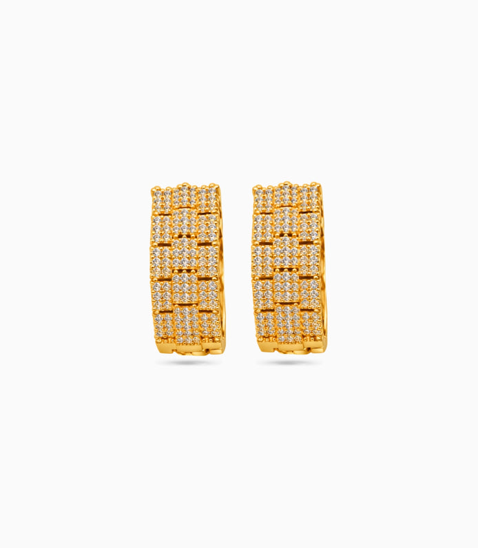 Gold Plated Watch-Strap pattern Hoop Earrings