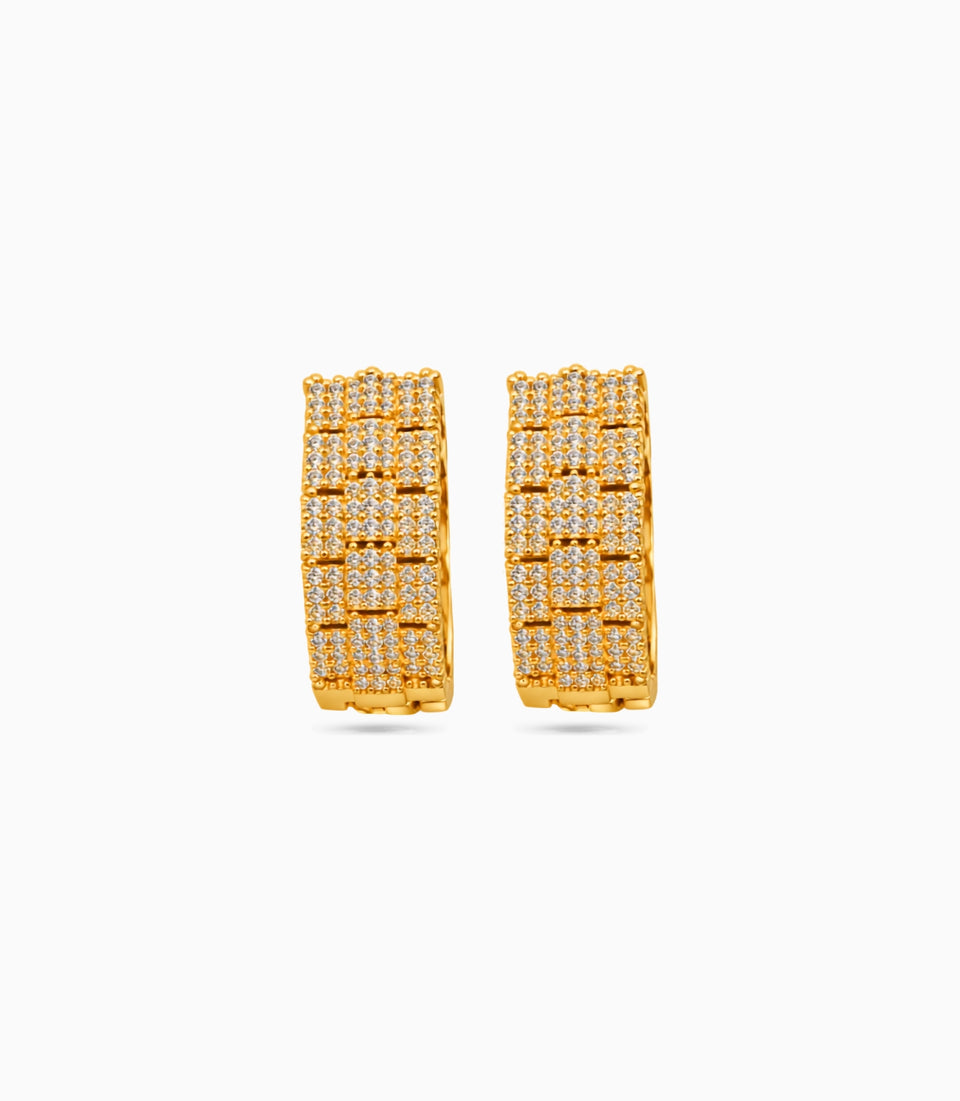 Gold Plated Watch-Strap pattern Hoop Earrings