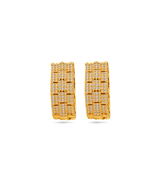 Gold Plated Watch-Strap pattern Hoop Earrings
