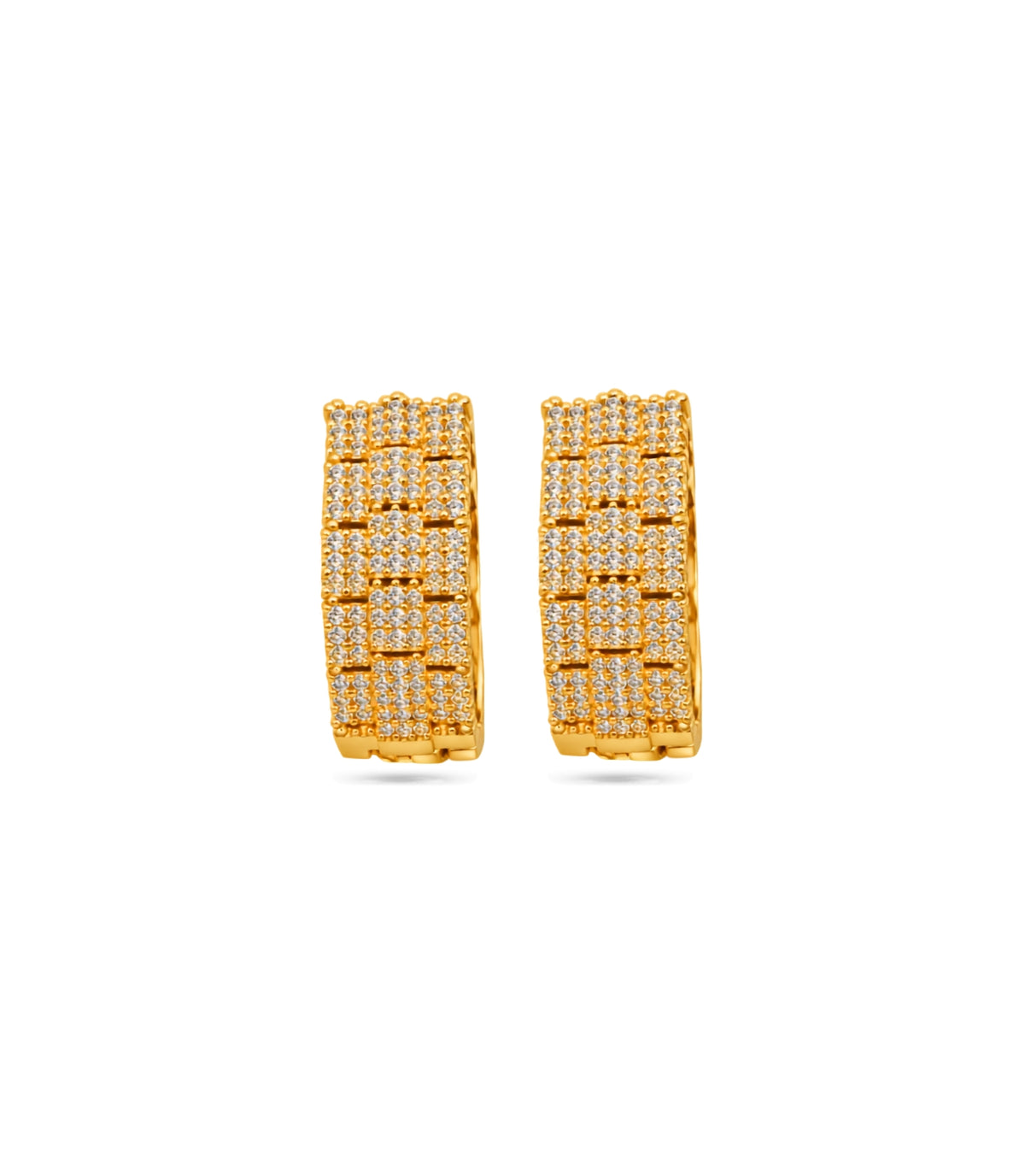 Gold Plated Watch-Strap pattern Hoop Earrings