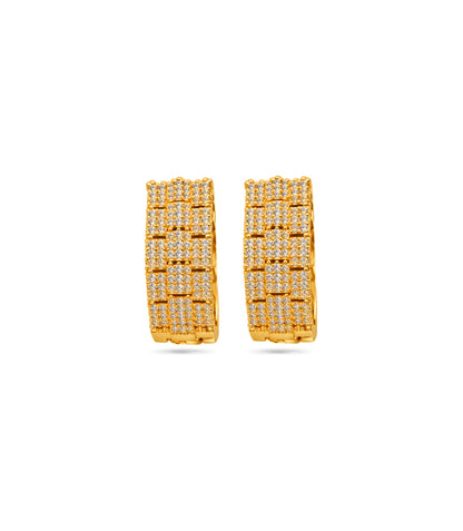 Gold Plated Watch-Strap pattern Hoop Earrings
