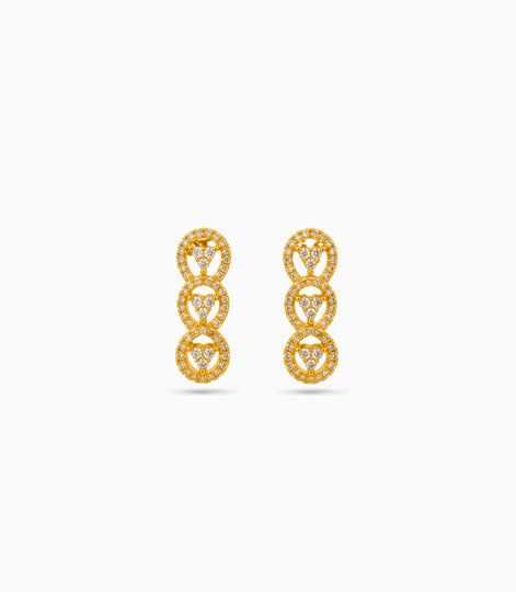 Gold Plated Three-Ring Hoop Earrings