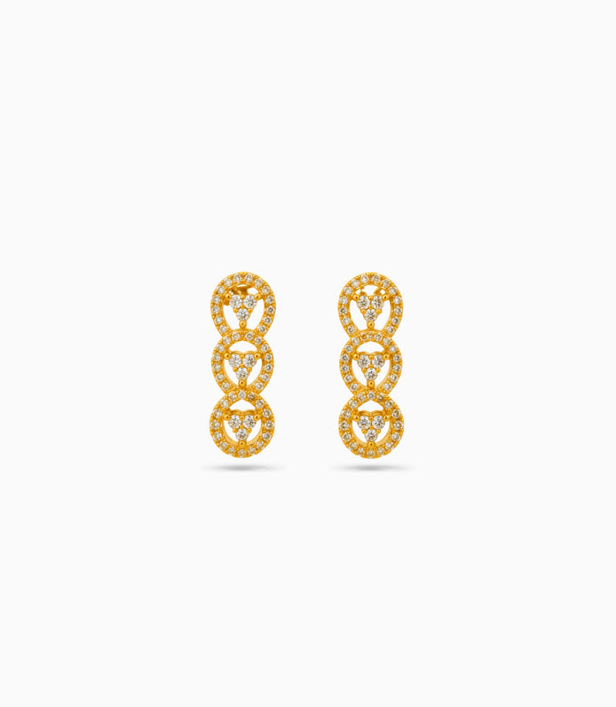 Gold Plated Three-Ring Hoop Earrings