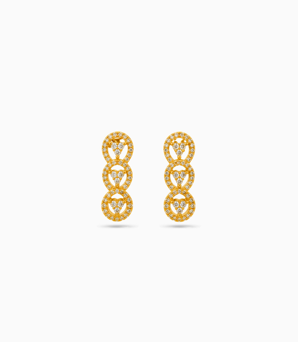 Gold Plated Three-Ring Hoop Earrings