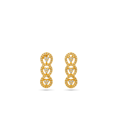 Gold Plated Three-Ring Hoop Earrings
