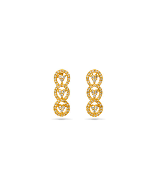 Gold Plated Three-Ring Hoop Earrings