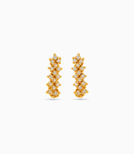 Gold Plated Zigzag Cluster Hoop Earrings