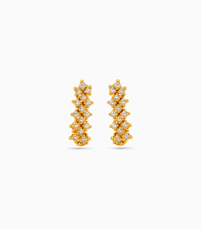 Gold Plated Zigzag Cluster Hoop Earrings