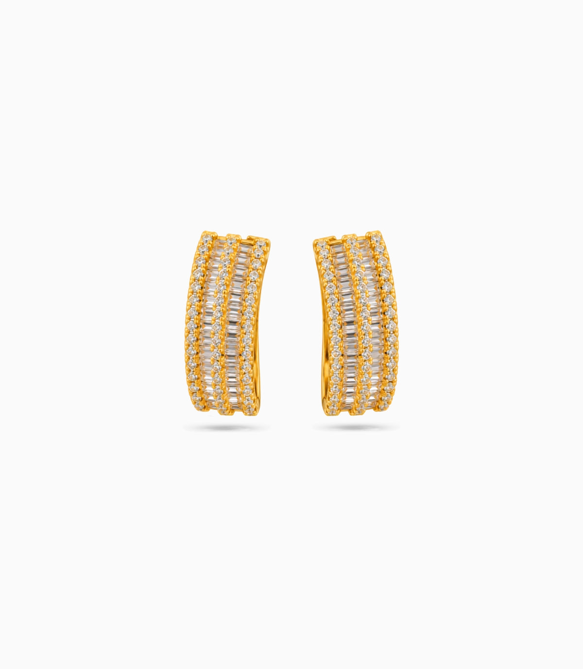 Gold Plated Baguette-Cut  Hoop Earrings