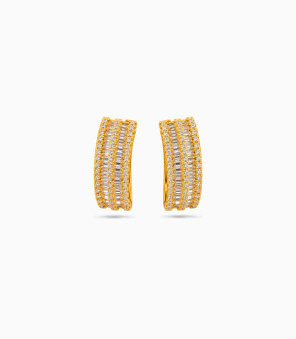 Gold Plated Baguette-Cut  Hoop Earrings