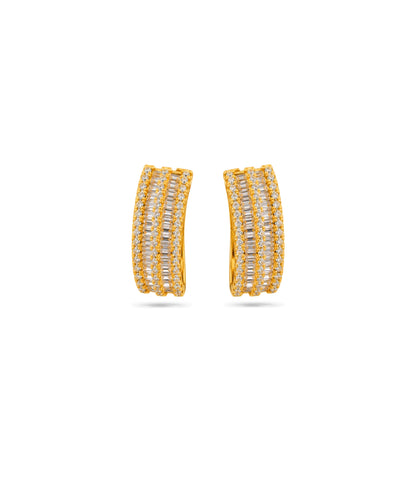 Gold Plated Baguette-Cut  Hoop Earrings