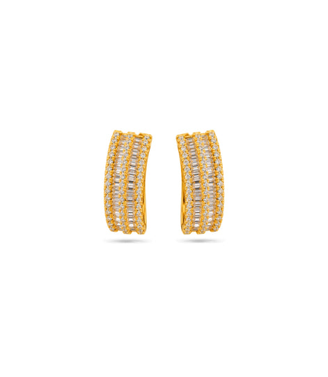 Gold Plated Baguette-Cut  Hoop Earrings