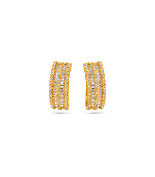 Gold Plated Baguette-Cut  Hoop Earrings