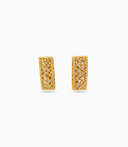 Gold Plated Criss-Cross Lattice Hoop Earrings
