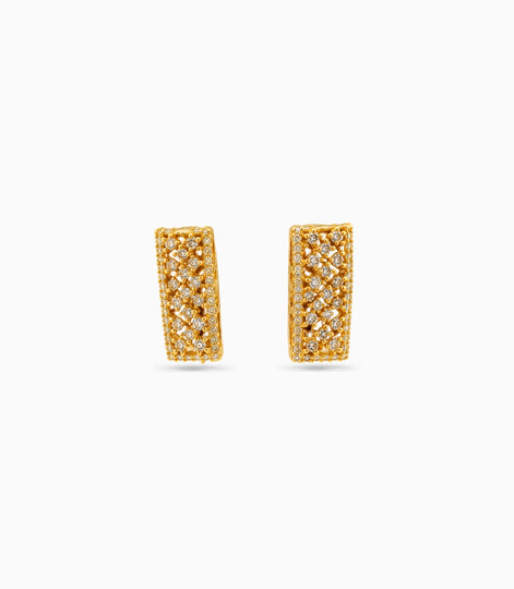 Gold Plated Criss-Cross Lattice Hoop Earrings