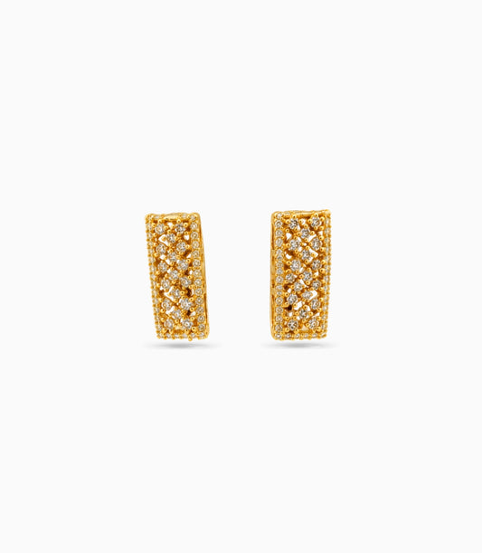 Gold Plated Criss-Cross Lattice Hoop Earrings
