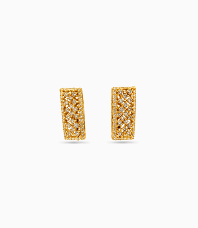 Gold Plated Criss-Cross Lattice Hoop Earrings