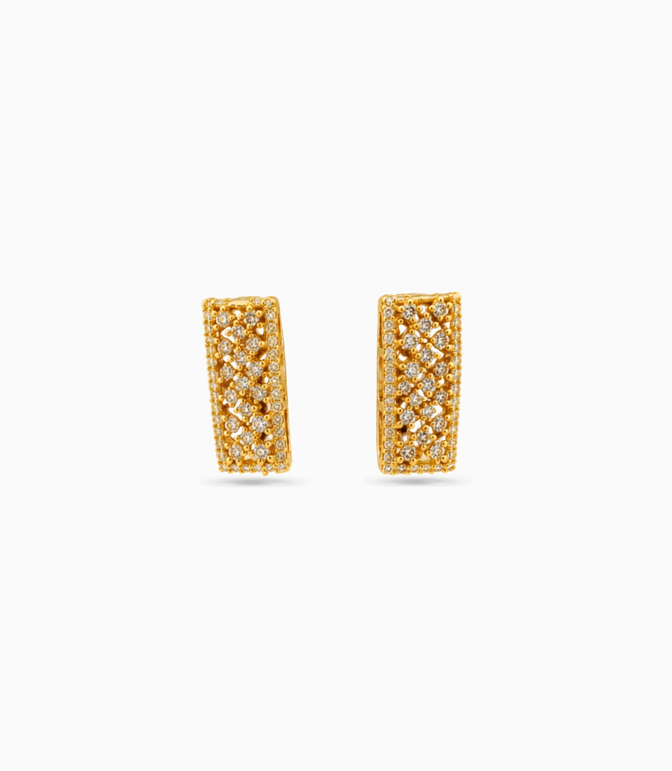 Gold Plated Criss-Cross Lattice Hoop Earrings