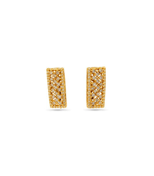 Gold Plated Criss-Cross Lattice Hoop Earrings