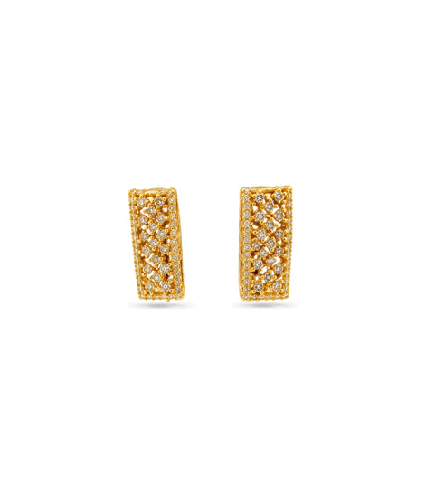 Gold Plated Criss-Cross Lattice Hoop Earrings