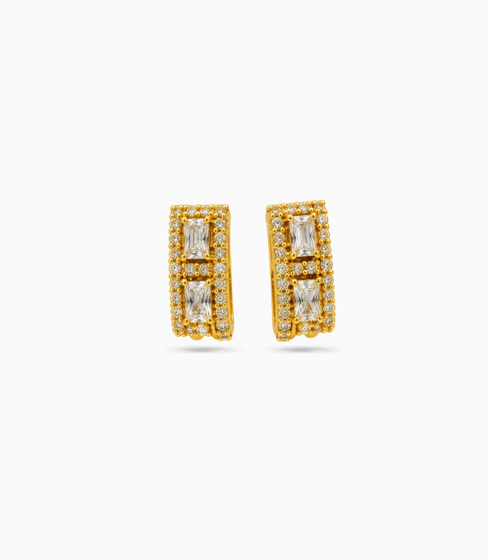 Gold Plated Studded Border Hoop Earrings