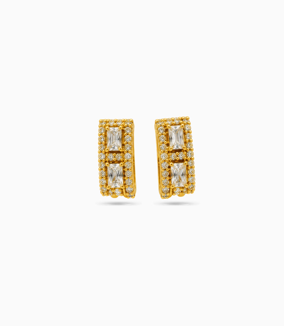 Gold Plated Studded Border Hoop Earrings