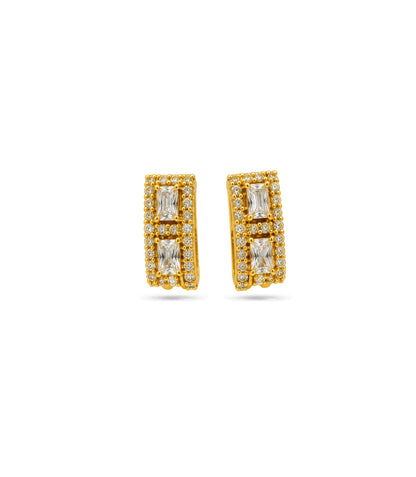 Gold Plated Studded Border Hoop Earrings