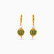Gold Plated Green AD Globe & Pearl Hoop Earrings