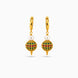 Gold Plated Multi AD Globe & Pearl Hoop Earrings